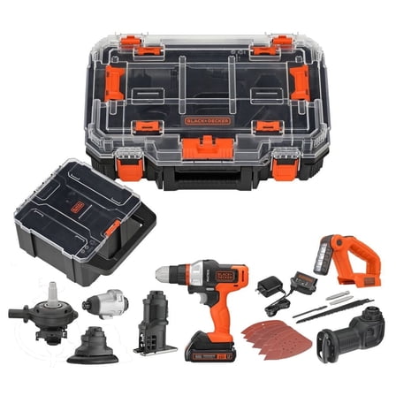 BLACK DECKER 20V MAX *POWERCONNECT™ MATRIX™ Cordless Drill With 7 Attachments and Storage Case, Battery and Charger Included
