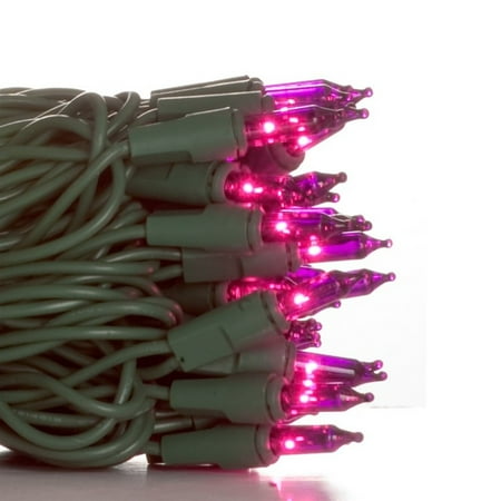 Lights 4' Spacing Green Wire - 50 Purple Mini Lights - 4'' Spacing - Green Wire