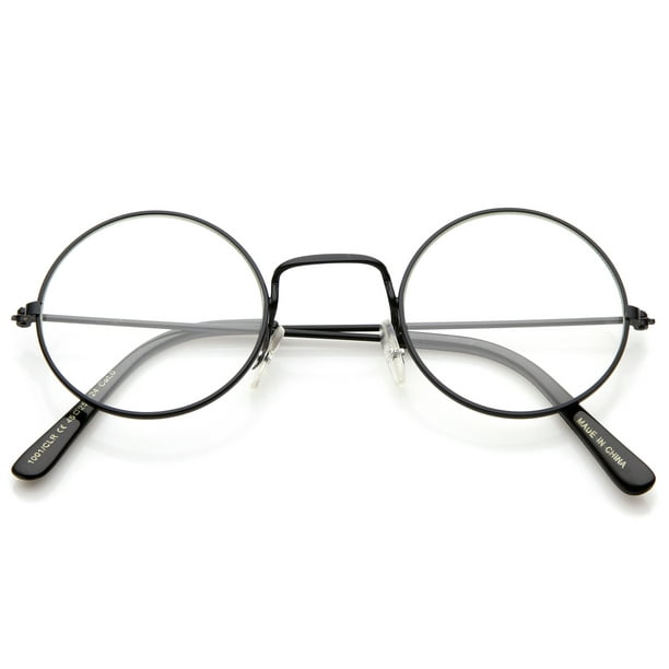 Afskedigelse marv celle Classic Small Metal Frame Slim Temples Clear Lens Round Eyeglasses 44mm  (Black / Clear) - Walmart.com