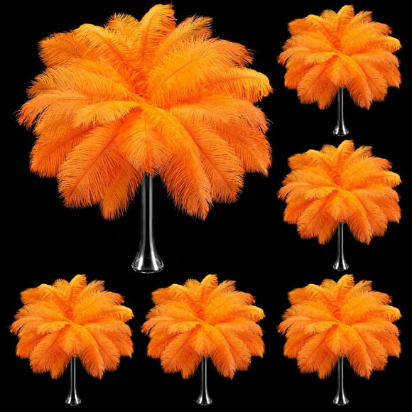 Plumas de Avestruz Berlune 150 Piezas Naturales 30-35 cm Naranja