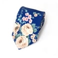 thumbnail image 2 of Romario Manzini Sapphire Blue Cotton Floral Necktie with Handkerchief for Men, 2 of 5