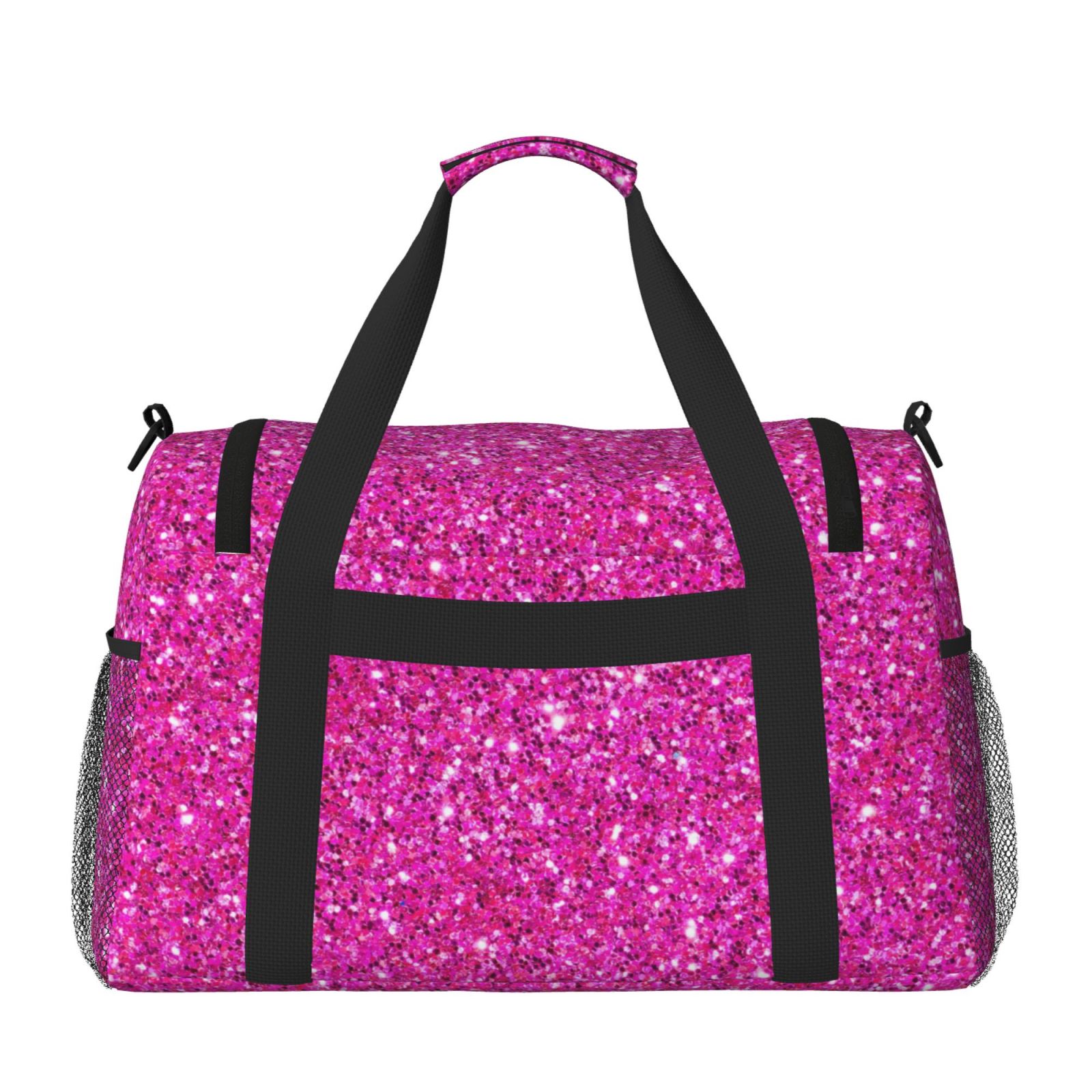 Horeoi Rose Red Glitter for Travel Duffle Bag with Adjustable Strap - Large Capacity Hand Carry for Gym Sports Outdoor