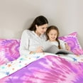 thumbnail image 5 of Manfei Tie Dye Full Size Comforter Sets 3-Piece for Teens Boys Girls,Abstract Watercolor Art Bedding Comforter Set,Purple Pink Lightweight Bedding Sets,Luxury Bedroom Decor,Reversible, 5 of 8