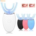 thumbnail image 2 of Nuevo cepillo de dientes eléctrico sónico automático de silicona con forma de U, carga USB, resistente al agua, temporizador de 4 modos, luz azul, 2 of 5