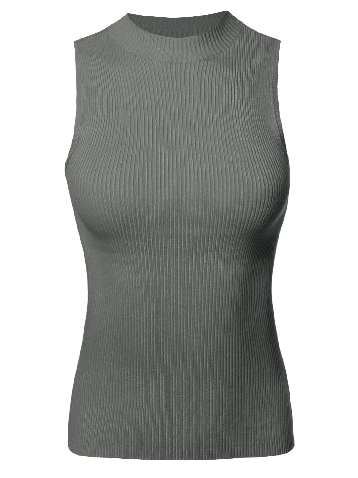 FashionOutfit - FashionOutfit Women's Solid Stretch Ribbed Sleeveless ...
