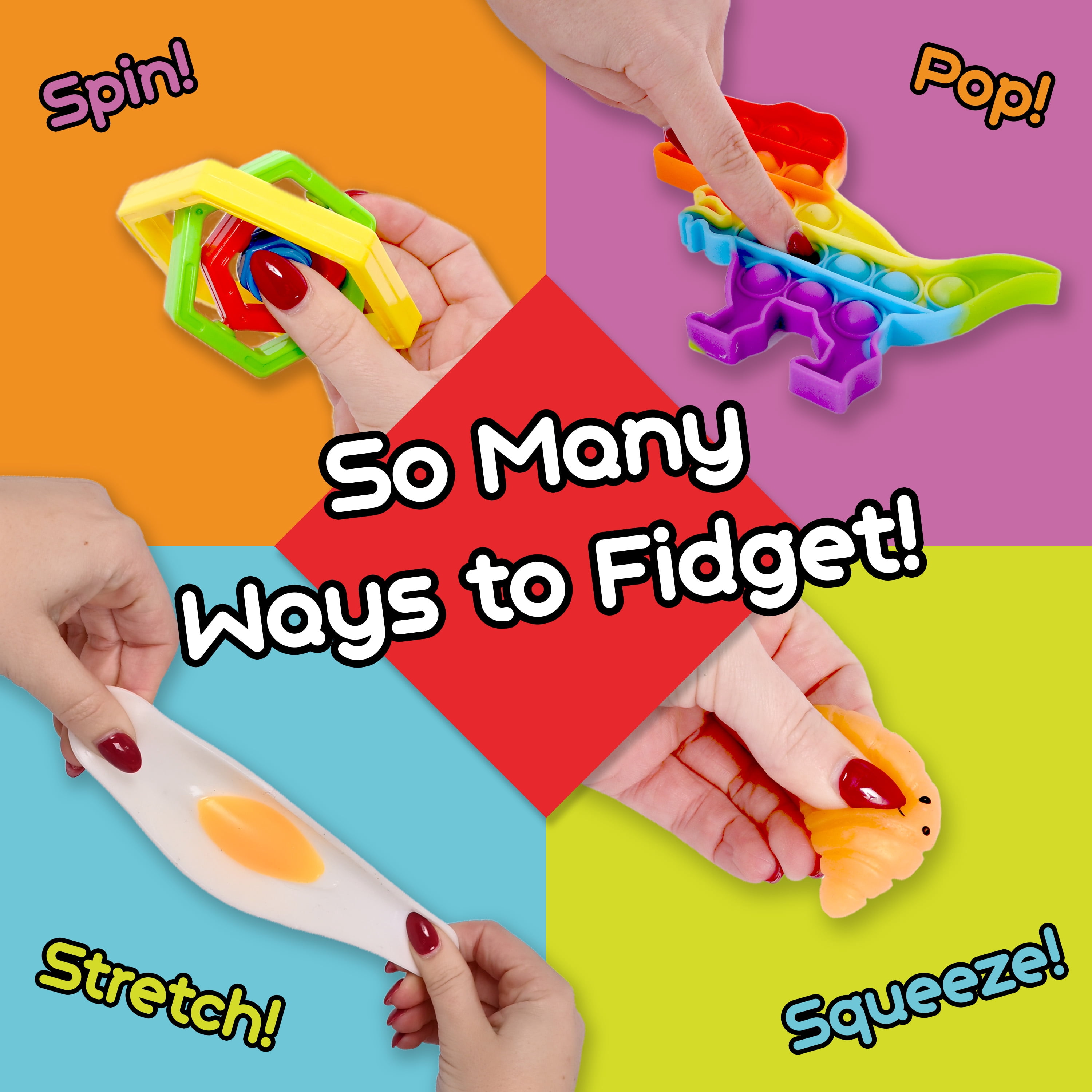 Giggle Zone Fidget Box with 24 Sensory Toys and Storage Container