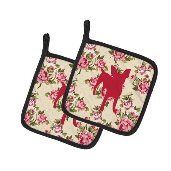 Carolines Treasures BB1108-RS-YW-PTHD Chihuahua Shabby Chic Yellow Roses Pair of Pot Holders 7.5HX7.5W multicolor