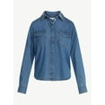 thumbnail image 5 of Free Assembly Women's Embellished Denim Shirt with Long Sleeves, Sizes XS-XXXL, 5 of 5