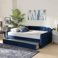 thumbnail image 7 of Baxton Studio Lennon Modern and Contemporary Navy Blue Velvet Fabric Upholstered Queen Size Daybed with Trundle, 7 of 7