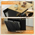 thumbnail image 5 of Craftian Kitchen Island with Drop Leaf & Power Outlets, Kitchen Storage Cart with 2 Trash Can Cabinets & Storage Shelves, Black, 5 of 10