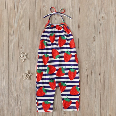 

RPVATI Baby Girls Summer Floral Printed Rompers Sleeveless Cotton Infant Jumpsuit Strap Backless Outfits