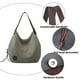 thumbnail image 3 of Bolso de hombro multibolsillos para mujer, bolso de lona, bolso de un solo hombro, artístico y minimalista. Blanco + verde, 3 of 5