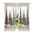 thumbnail image 6 of Yayeee Window Curtains Light Filtering 63"x42" Grommet Panel Pair Home Living Room Decor, Beige Christmas Trees, 6 of 7