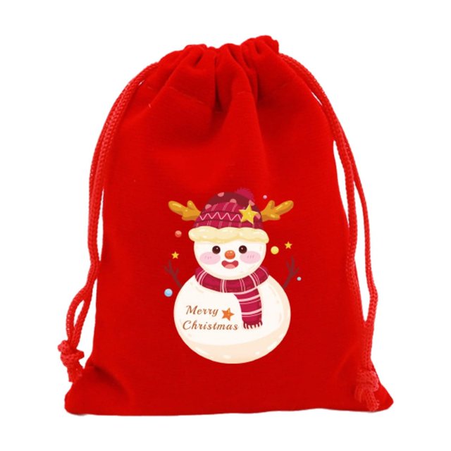Christmas Bags for Gifts,Large Christmas Gift Bags Christmas Flannel Bag Christmas Apples Candy Packaging Bag Christmas Gift Bag Drawstring Bag Flannel Small Bag with Drawstring 7.87X5.91In