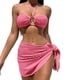 thumbnail image 1 of Trajes baño divididos 3 piezas para mujer Traje baño color sólido Trajes baño corte alto, 1 of 5