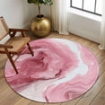thumbnail image 2 of Large Round Rug 8Ft Washable Non-Slip, Pink Marble Circle Area Rugs for Living Room Bedroom, Summer Ocean Wave Red Ombre Indoor Floor Mats Carpet Runner for Home Decor, 2 of 8