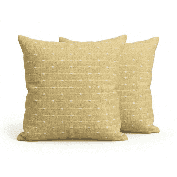 Excellere Home 20x20 Yellow Decorative Washable Throw Pillow Covers, Soft Clipped Dot Textured Cushion Case, Pack of 2