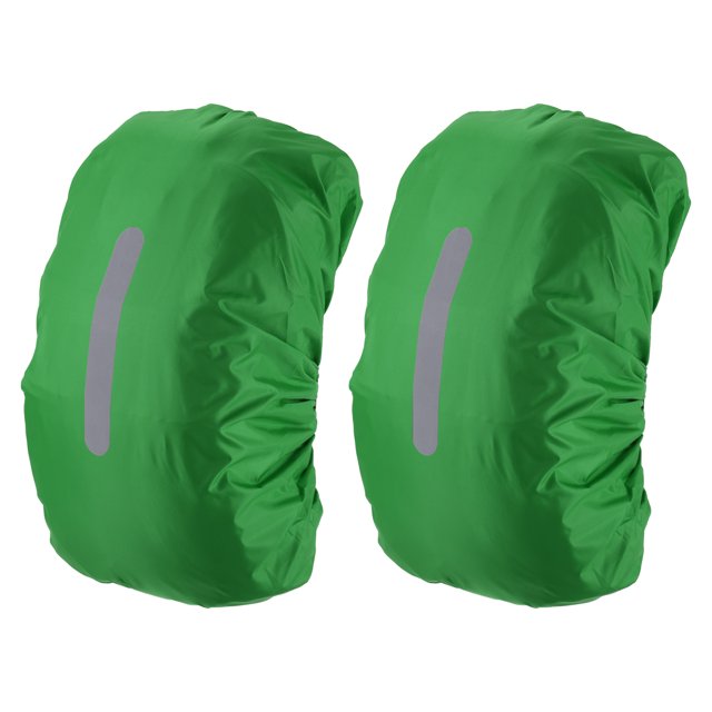 Unique Bargains 15-25L Waterproof Backpack Rain Cover 2 Pcs with Vertical Reflective Strap, XS, Light Green