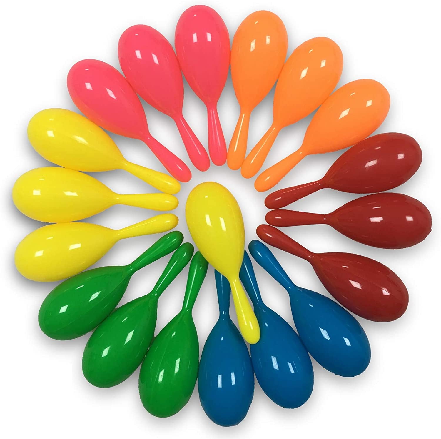 GuassLee 24pcs Maracas Kids Mini Plastic - Maracas Party Favors for Birthday Christmas Gift 6 Neon Colors