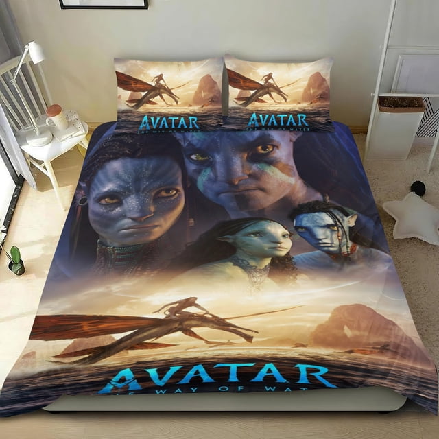 Avatar Película Conjunto de sábanas temático, trío de piezas, cómodo y amigable con la piel, diseño único, regalo de decoración para el hogar para familiares, amigos y fans,173cm *218cm