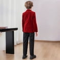 thumbnail image 6 of GiLiling Toddler Boy Velvet Formal Suit 5 Piece Outfit Dress Shirt Jacket Pants and Bowtie for Wedding Events (Red, 18-24 Months), 6 of 9