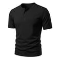 thumbnail image 2 of Hearthz Mens Henley Shirts 3 Button Short Sleeve Shirts for Men Basic Breathable Moisture Wicking Athletic Fit T-Shirt Men Black M, 2 of 7