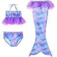 thumbnail image 1 of 3Pcs Mermaid Tails compatible Swimming compatible Girls Swimsuit Princess Bikini Costume Bathing Suits Set compatible Kids Gift_Gift Of G, 1 of 5