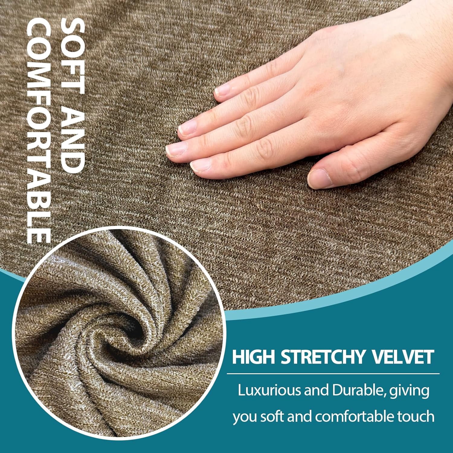 4 Piece T Cushion Sofa Slipcovers Stretch Couch Cover Furniture Covers with 3 Individual T Cushion Covers, Machine Washable for Living Room (Brown, 3 Cushions)