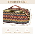 thumbnail image 4 of FORMRS Makeup Bag Travel Cosmetic Organizer for Women Fold Flat Zipper Pouch with Handle, Brown Geometric, 4 of 8