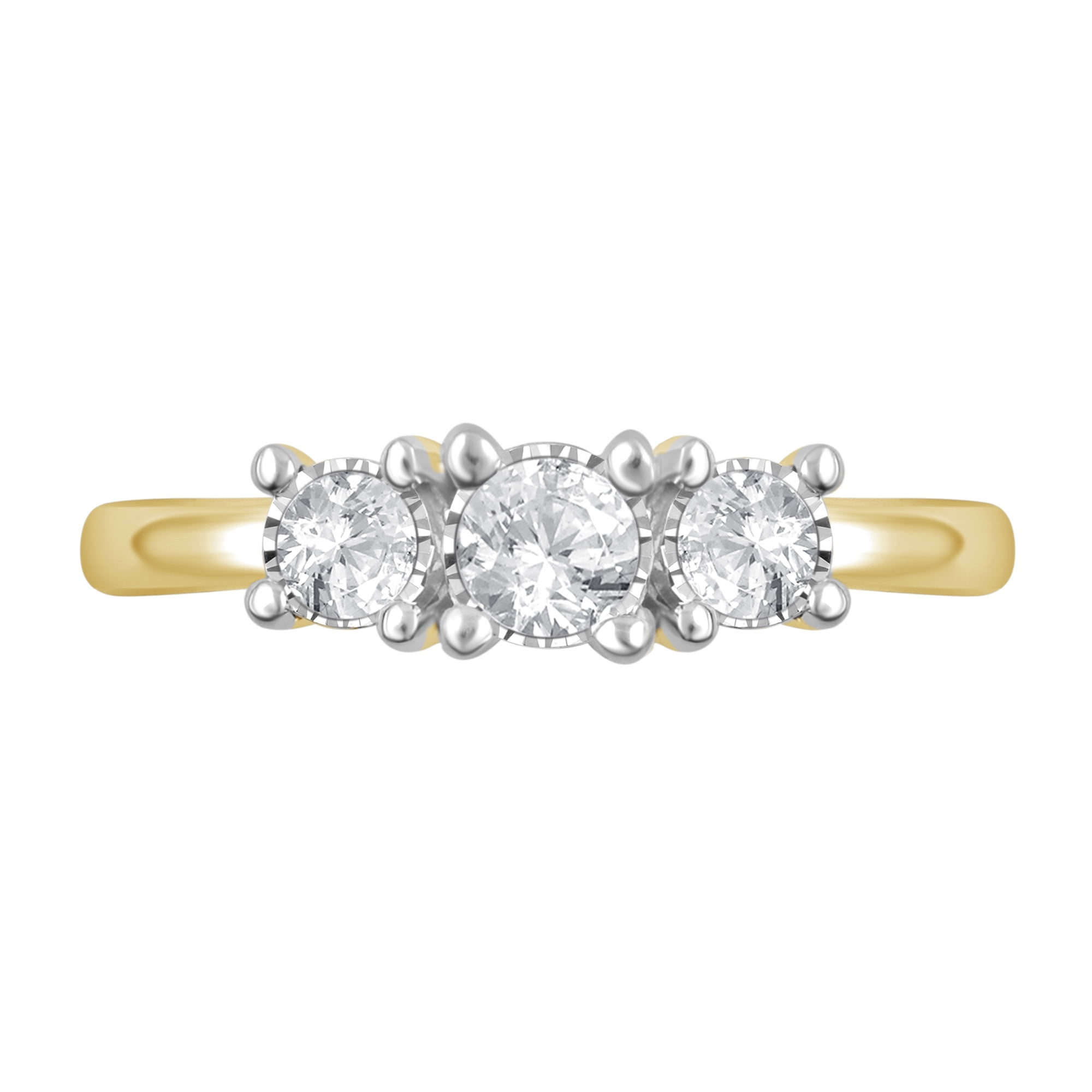 Arista 1/4 Ct Round Diamond Engagement Ring in Yellow Plated Sterling Silver (I-J, I2-I3)