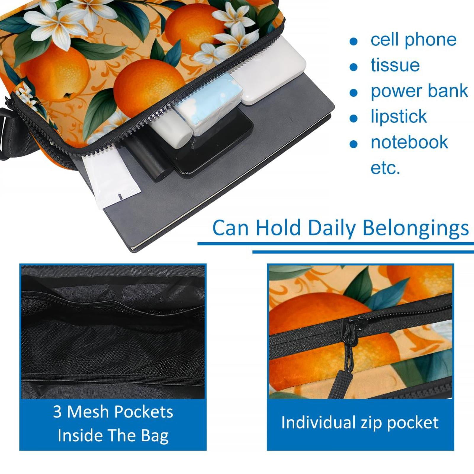 Oranges Lightweight Adjustable Cross Body Bag Fanny Pack Waist Pack with Extension Strap Unisex