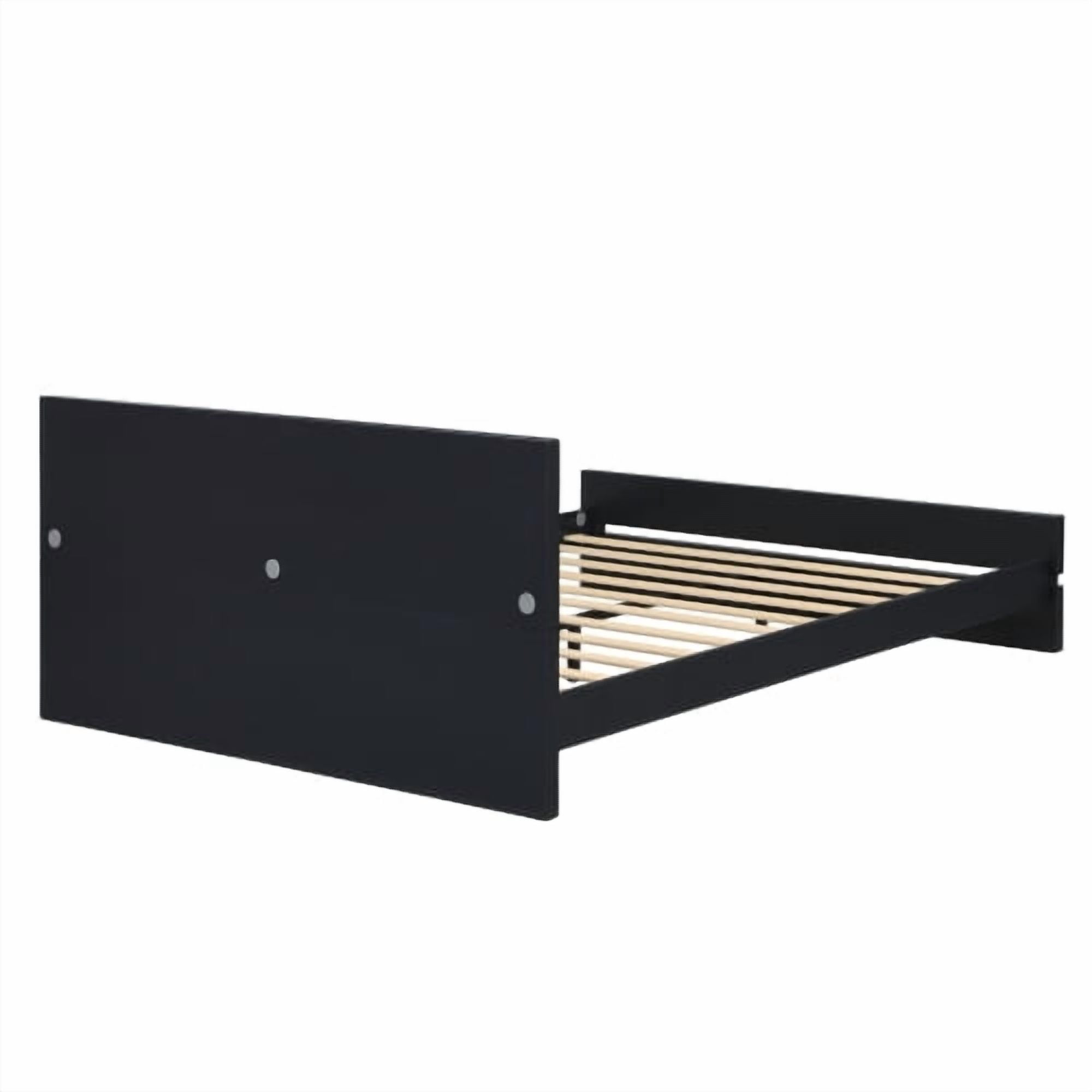 Euroco Wood Queen Size Platform Bed, Heavy-Duty Bamboo Bed Frame, Black