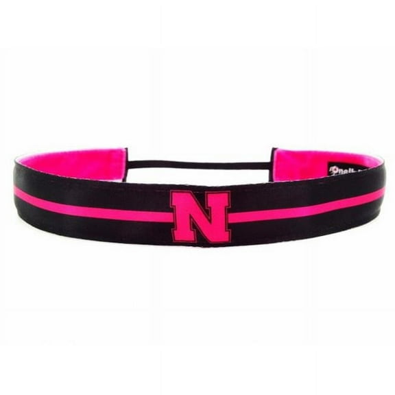 One Up Bands 1457 NCAA Nebraska Hot Pink and Black Headband - Pack of 2