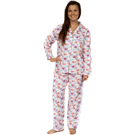 

Leisureland Women s Cotton Flannel Pajama Set Crown of Love
