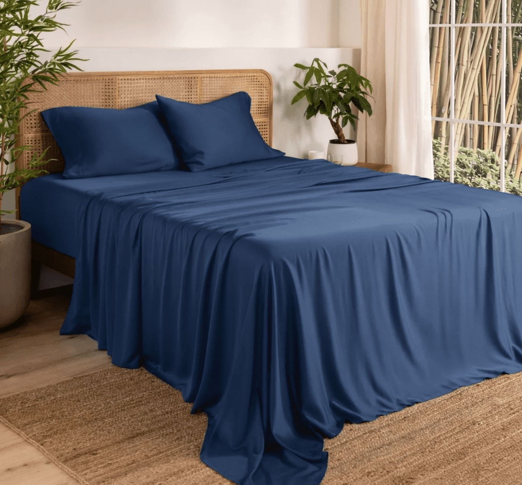 Villa Novum 6-Piece Bamboo Fiber Sheet Set (Navy, Full)