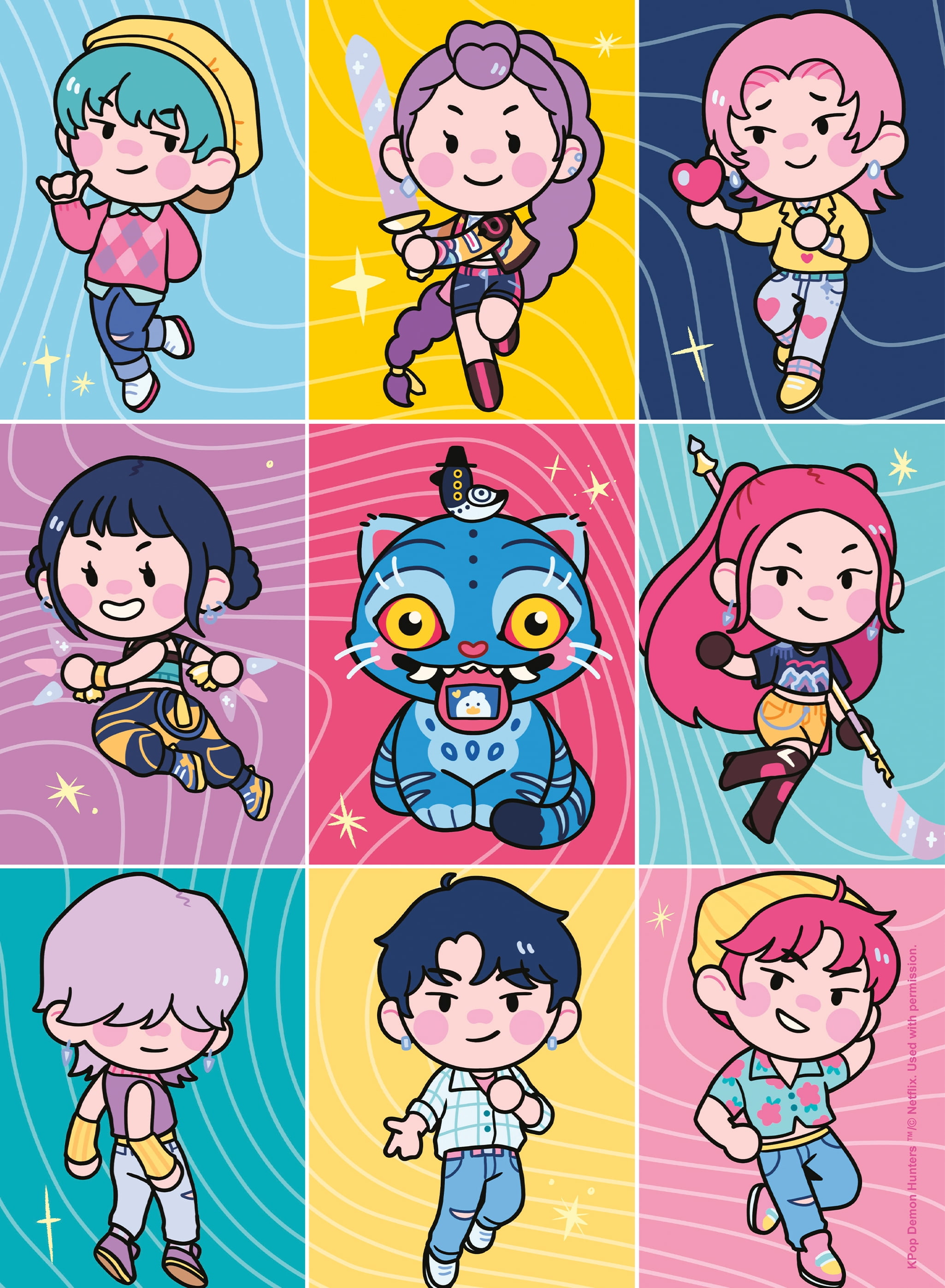 Ceaco KPop Demon Hunters Chibi Collage Glow 100-Piece Interlocking Jigsaw Puzzle for Children Ages 6+