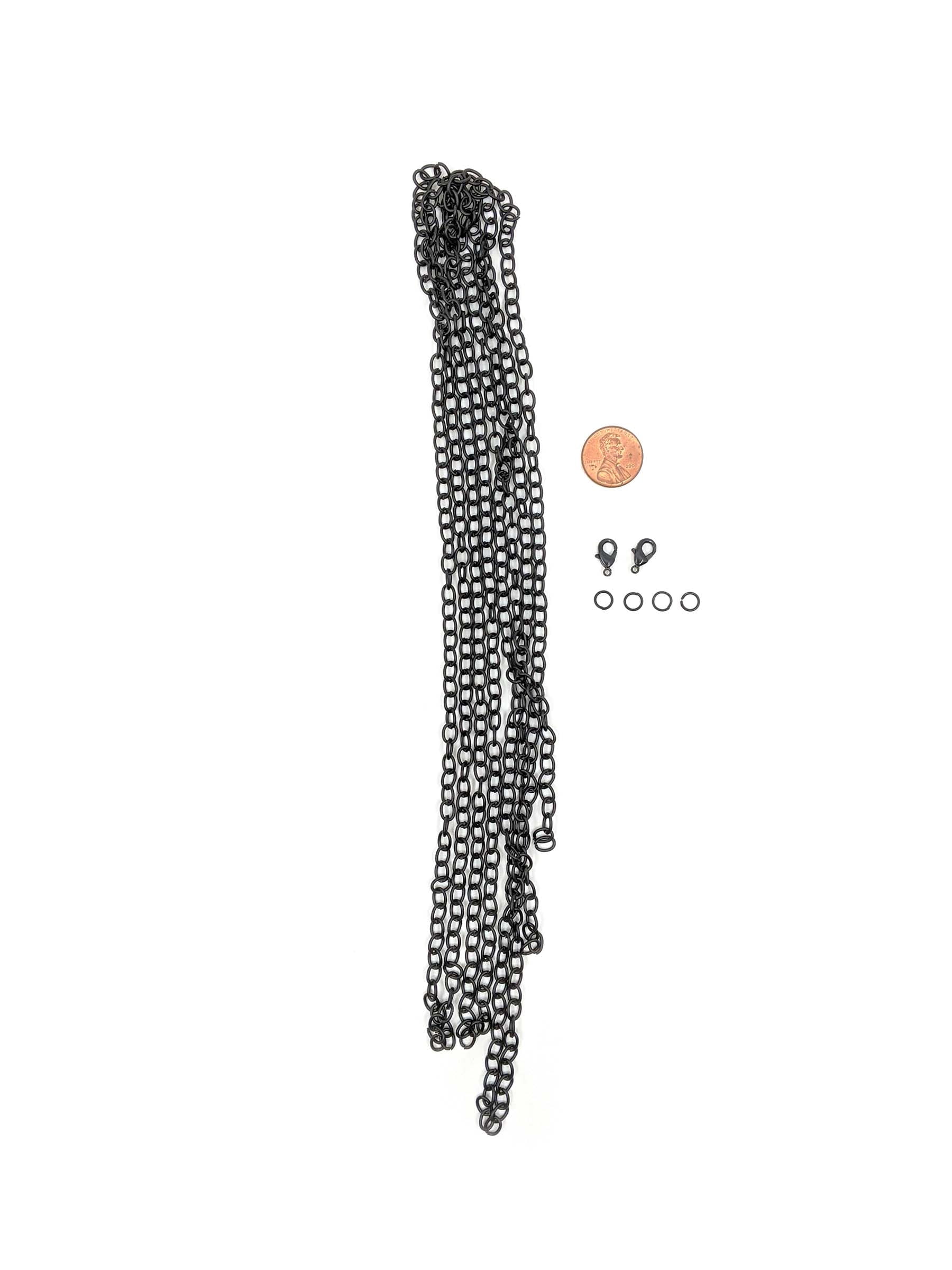 (3 pack) Blue Moon Beads Black Metal Cable Chain for Jewelry Making 90 Inches 1-pack