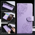 thumbnail image 5 of for iPhone 16 Pro Wallet Case with Credit Card Holder, Flower Pattern Flip PU Leather Stand Shockproof Protective Phone Cover for iPhone 16 Pro Magnetic Clasp Purse Case, Purple, 5 of 10