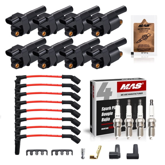 Performance Master Set of 8 UF414 Ignition Coils & Spark Plugs with 8.5mm Wire for Chevy Cadillac GMC   Free Anti-Seize Lubricant 5g