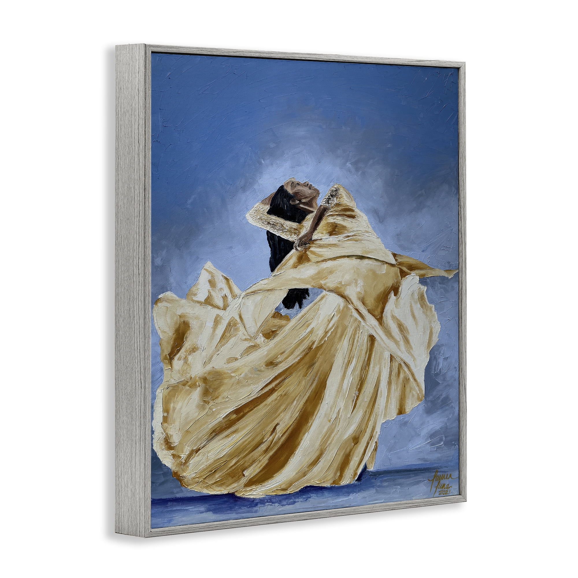 Stupell Industries Expressive Elegant Dancer Gray Framed Giclee Art, design by Lauren Luna