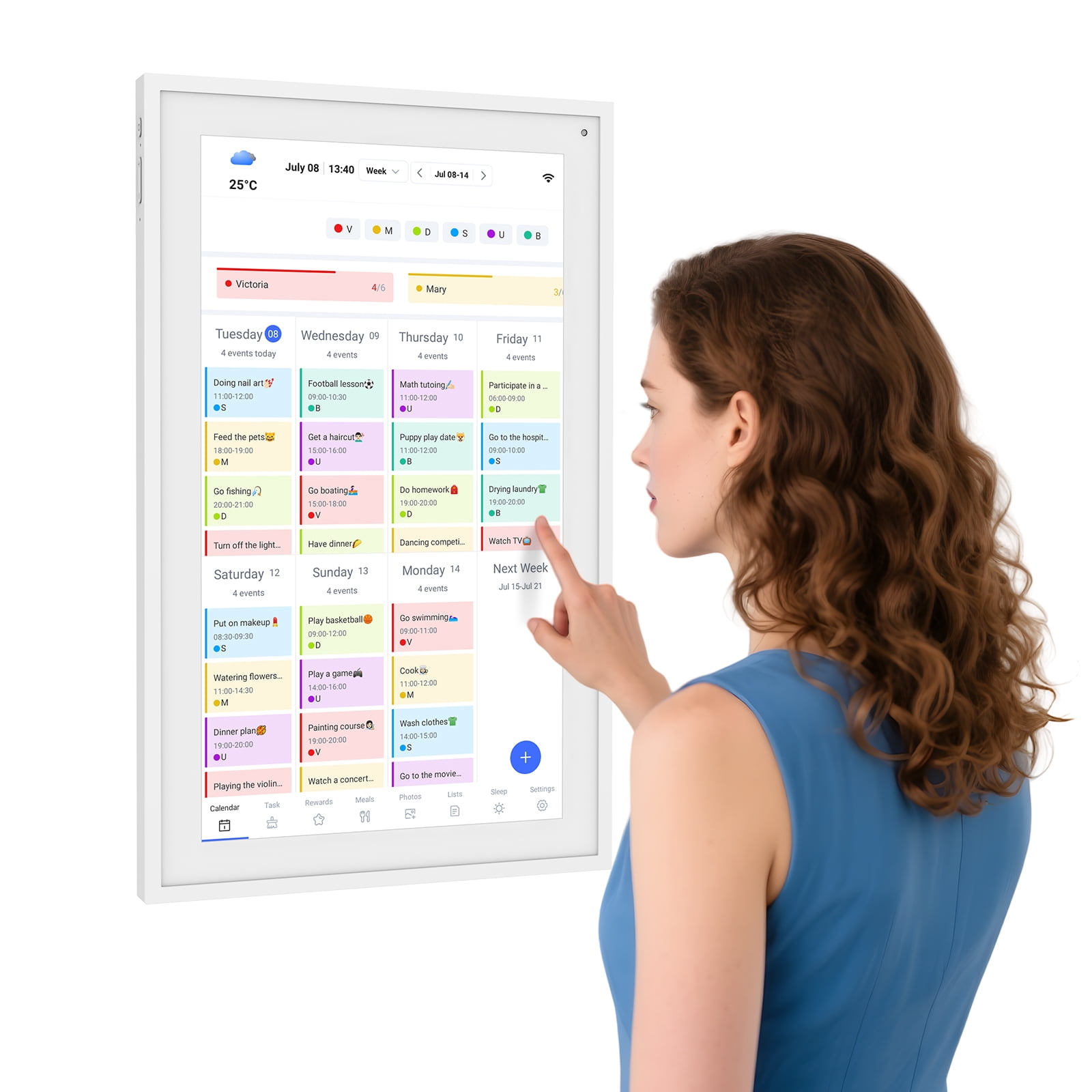 TABWEE Digital Calendar 15.6 Inch - Smart Chore Chart & Wall Planner, Electronic Calendar for Family, Meals, Photo Display, Wall/Desk Mount, Touch Screen, Gifts for Women Men
