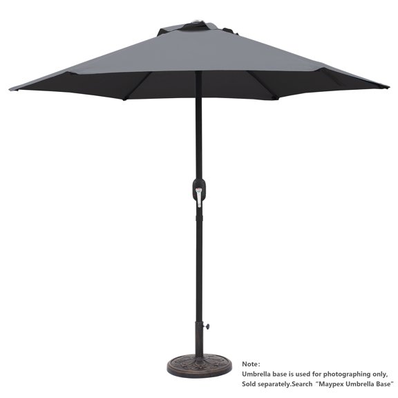 Kool 7.5ft Patio Umbrella with Crank Handle Outdoor Market Umbrella with 6 Sturdy Umbrella Ribs Waterproof for Garden Deck Backyard Pool, Dark Gray