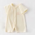 thumbnail image 2 of Fesfesfes Baby Toddler Kids Short Sleeve Cotton Romper Jumpsuit with Collar, Cute Solid Color Button Down Onesie Outfit for Daily Summer Play Wear Kids 0-18 Months Old., 2 of 6