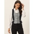 thumbnail image 4 of Chaleco vintage para mujer, chaleco a cuadros con botones, chalecos de trabajo elegantes Negro M, 4 of 6