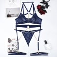 thumbnail image 4 of Sexy Pu Leather Strappy Underwire Garter Belt Lingerie Set, 4 of 5