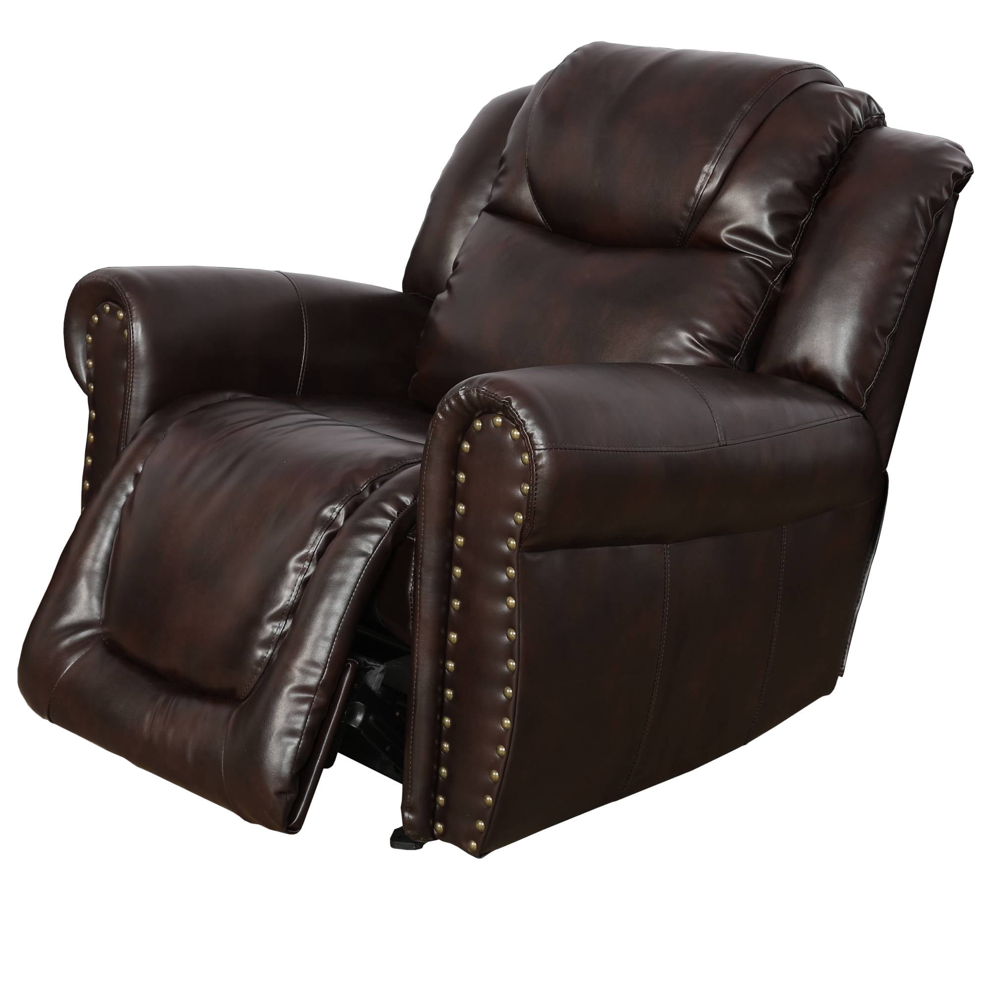 Manual Leather Recliner Chair Reclining Sofa Chair, Home Theater Seating for Living Room, Espresso