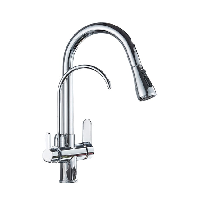 Filter Kitchen Faucet Brushed Nickel Brass Kitchen Faucet With Pure Water Pull Out Style Kitchen Faucet Rotatble Hot Cold Crane ,Effortless Installation