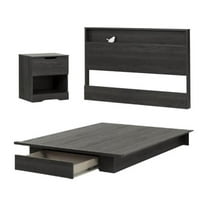 Home Square 3-Piece Set with Queen Platform Bed & Headboard & Nightstand