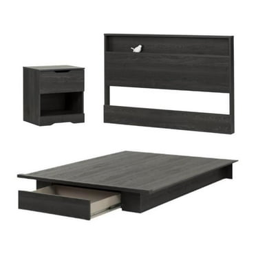 Home Square 3-Piece Set with Queen Platform Bed & Headboard & Nightstand