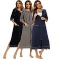 thumbnail image 7 of Eternatastic Womens Zipper Robe Half Sleeves Loungewear Dress Full Length Sleepwear Pockets Housecoat Nightgown Long Bathrobe, 7 of 7
